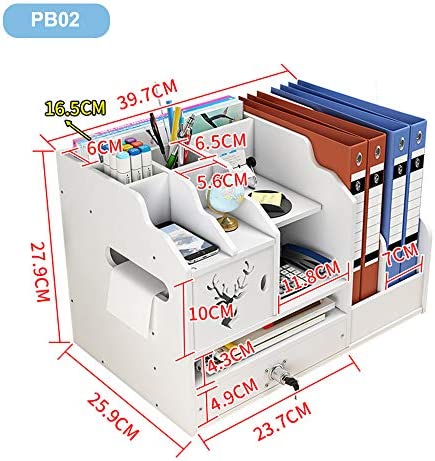 White Desktop Organiser, Large Capacity Desk File Organiser Office Stationery Desk Tidy Storage Rack Sorter for A4 Papers, Pens, Books, Letters and Documents (PB02) - Image 7