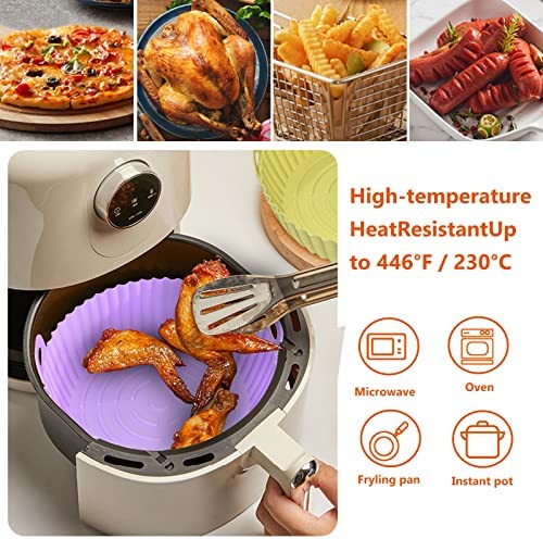 2Pcs Air Fryer Silicone Pot,Reusable Air Fryer Silicone Basket, Air Fryer Accessories,Air Fryer Silicone Liner Replacement of Parchment Liner Paper Air Fryer Basket Fits Air Fryer (Purple) - Image 6