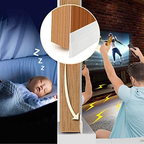 YOUSHARES 2 Packs of Draught Excluder for Bottom of Door, Weather Stripping Door Draft Excluder Self Adhesive Door Draft Sweep Seal for Soundproof (White) - Image 4