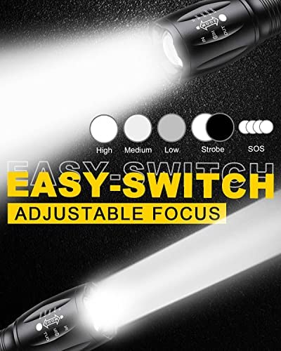 Maxesla LED Torch 2000 Lumens Gifts for Men Dad Kids, Zoomable Torches Led Super Bright Flashlight, Powerful Torches Battery Powered Water Resistant 5 Modes Mini Tactical Torch for Camping Xmas Gifts - Image 3