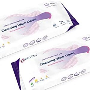 52x Omnitex Incontinence Cleansing Wash Cloths with Barrier Cream - Microwaveable | Rinse-Free All in One Continence Care Cleansing Wipes | Cleans Nourish Protect | With Aloe Vera, Vitamins | 2x 26pk