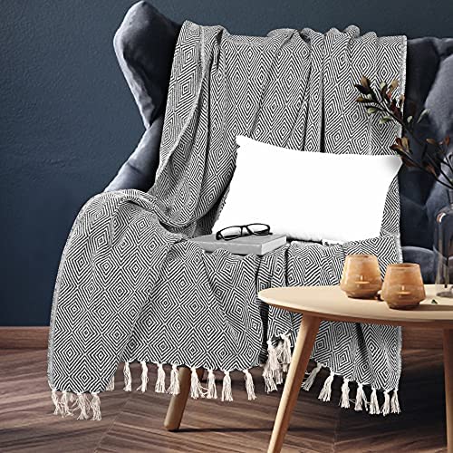 EHC Luxury Reversible Super Soft Cotton Diamond Large Throw For Sofa, Double Bed, Armchair - Grey, 150 x 200 cm - Image 2