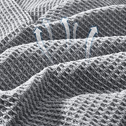 LHGOGO Waffle Sofa Throws Large 3 Seater Woven Sofa Throw Blanket with Tassels Reversible Versatile Throws for Sofas Large Throws for Settees Couch Sofa Bed and Armchair 180x300cm - Light Grey - Image 7