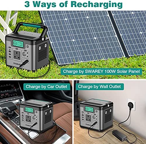 SWAREY Portable Power Station S500 518Wh 230V/500W Portable Power Generator Backup Emergency Power Supply Solar Generator for Camping Travel Fishing with Carrying Bag - Image 6