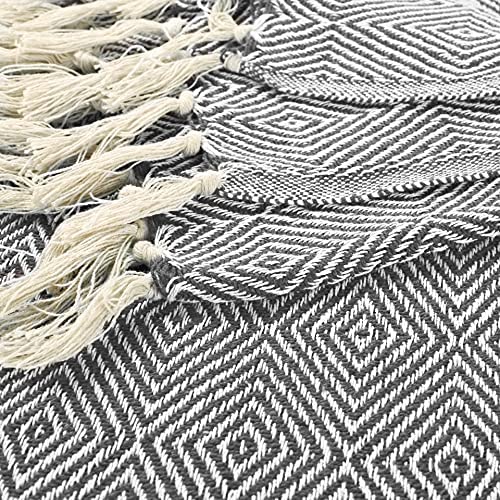 EHC Luxury Reversible Super Soft Cotton Diamond Large Throw For Sofa, Double Bed, Armchair - Grey, 150 x 200 cm - Image 6