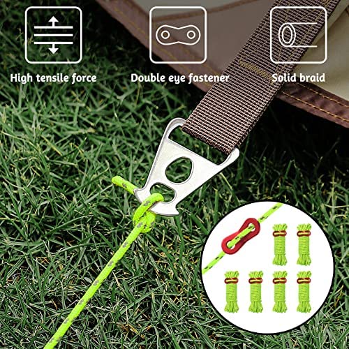 6Pcs Tent Rope Reflective Guy Ropes, Tent Camping Rope with Aluminum Tensioners, 4mm Tent Guy Line for Outdoor Awning Camping Hiking - Image 5