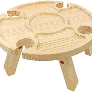 ALEOHALTER Folding Picnic Table Mini Table Outdoor Wine Picnic Table, Portable 2-in-1 Wooden Small Picnic Desk with Wine Glass Holder for Camping Garden, Travel, Beach Table
