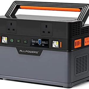 ALLPOWERS Portable Power Station, 606Wh MPPT Solar Generator, with 2x 220V /700W AC Outlet, 0-80% Within 1.5 Hour Fast Charging Backup Battery for Home Emergency Outdoor Trip RV Camping Holiday