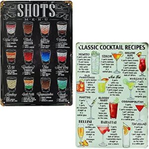 ANTHYTA Cocktail Signs,Cocktail Bar Sign,Vintage Metal Sign Signs,Retro Bar Metal Tin Sign with 4 Hole,Green,Black Plaque Poster Wall Art Decoration for Home Bar Restaurant Pub