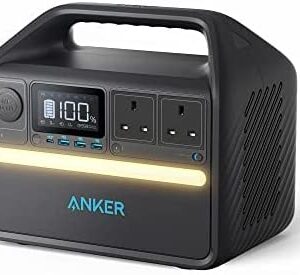 Anker 535 Portable Power Station, 512Wh Portable Generator, 500W 7-Port Outdoor Generator with 2 AC Outlets, 60W USB-C PD Output, LiFePO4 Batteries, LED Light For Camping, RV, Power Outage, and More