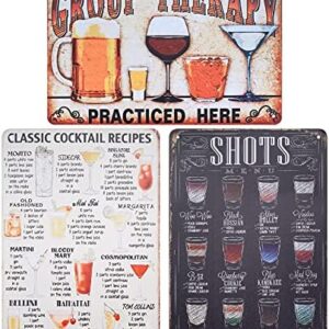 Aoyfuwell 3 Pcs Cocktail Bar Signs, Vintage Metal Tin Signs, Retro Plaque Poster Wall Art Signs Decoration Accessories for Outdoor Garden Home Bar Pub Restaurant