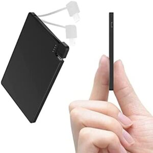 Auskang Slim Power Bank with Built-in Cable 2500mAh, The Most Lightweight Battery Bank and Thinnest Portable Phone Charger - Credit Card Size, only Compatible with iPhone Series