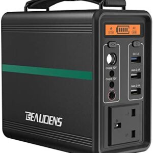 BEAUDENS Portable Power Station 166Wh/52000mAh Lithium Iron Phosphate Battery Solar Generator, 2000 Cycles, 230V AC and 3 USB Ports, for Outdoors Camping Travel Fishing Emergency Power Supply Backup