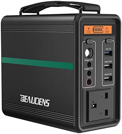 BEAUDENS Portable Power Station 166Wh/52000mAh Lithium Iron Phosphate Battery Solar Generator, 2000 Cycles, 230V AC and 3 USB Ports, for Outdoors Camping Travel Fishing Emergency Power Supply Backup