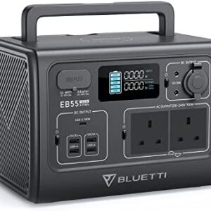 BLUETTI Portable Power Station EB55, 537Wh LiFePO4 Battery Backup w/ 2 700W AC Outlets (1400W Peak), 100W Type-C, Solar Generator for Outdoor Camping, Off-grid, Blackout (Solar Panel Optional)