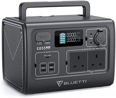 BLUETTI Portable Power Station EB55, 537Wh LiFePO4 Battery Backup w/ 2 700W AC Outlets (1400W Peak), 100W Type-C, Solar Generator for Outdoor Camping, Off-grid, Blackout (Solar Panel Optional)