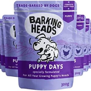 Barking Heads Wet Dog Food for Puppies - Puppy Days - 85% Natural, Grass-Fed Chicken with No Artificial Flavours, Grain-Free Recipe with Added Vitamins and Minerals (10 x 300 g)