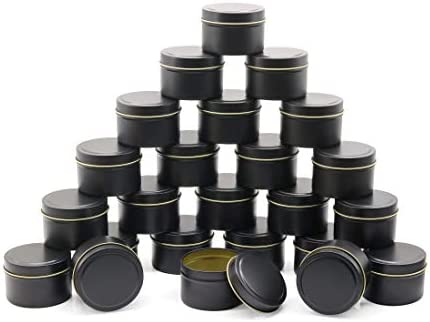 Black Candle Tins 5oz(Fill Line 4oz), Bulk Candle Making Tins 24 Piece Candle Containers, Wholesale Candle Jars for Candle Making - More Color Available (Black)