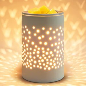 Bobolyn Ceramic Electric Oil Burner Wax Melts Burner Warmer Melter Fragrance Oil Burner for Home Office Bedroom Living Room Gifts & Decor (White-Halo House, Upgraded Version)