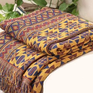 Bohemian Sofa Throw Blanket with Tassels, 100% Handwoven Cotton Knitted Armchair Throw for Couch, Sofa and Bed (90 * 180CM)…