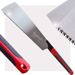 Byakko Tools Japanese Saw, 15 TPI, 265mm, Japanese Pull Saw with Triple Bevelled Teeth | High Carbon Steel Blade Hand Saw with Rubber Layered Handle
