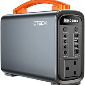 CTECHi Portable Power Station 320Wh/100000mAh LiFePO4 Battery Solar Generator 200W, Fully Charged within 2.5 Hours, Power Supply with AC/DC/USB and PD 60W Technology for Outdoor Camping Home Travel