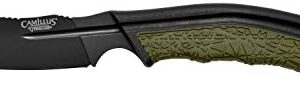 Camillus BT-8.5 Fixed Blade Knife, with Sheath, 3.5" / 8.9 cm Carbonitride Titanium AUS-8 Blade, GFN/TPR Handle, Black/Green, 8.5" / 21.6 cm