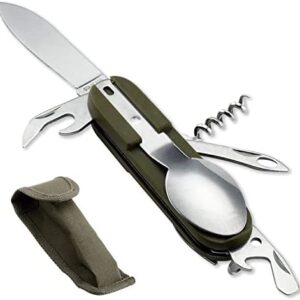 Camping Cutlery Set Detachable Stainless Steel Folding Portable Camping Cutlery Camping Utensils Folding Tableware Detachable Outdoor Travel Utensils Set with Store Bag for Travel Camping Picnic