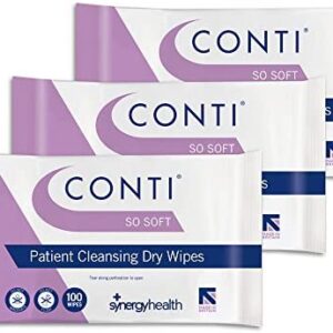 Conti SoSoft Large Heavyweight Dry Patient Cleansing Wipes (3 Packs of 100)