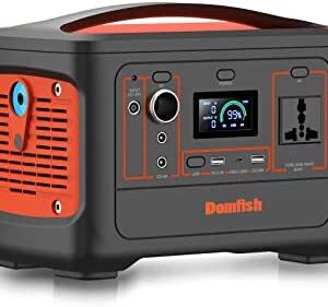 Domfish 600, 568Wh Portable Power Station, 600W Solar Generator, Energy Storage Power Supply Generator for RV Camping, Outdoor Adventure, Emergency(Solar Panel Not Included)