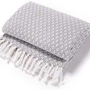 EHC Super Soft Cotton Large Throw Covers Upto 2-Seater Sofa or Double Bed, 150 x 200 cm, Grey