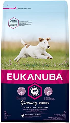 Eukanuba Puppy Dog Food for Small Dogs Rich in Fresh Chicken for the Optimal Body Condition of Your Dog, 3 kg