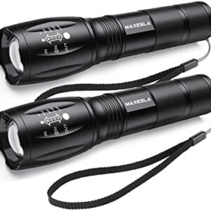FAGORY LED Torch 2000 Lumens, Maxesla Torches Led Super Bright Flashlight, Powerful Torches Battery Powered Water Resistant 5 Modes Mini Tactical Torch for Camping Outdoors 2 Pack