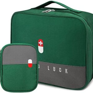 First Aid Bag Empty Medicine Bag for Travel First Aid Kits for Holiday, Portable Waterproof Emergency Medical Bag for Personal First Aid Kit for Home, Outdoor, Office, Car, Camping, Hiking(Green, L+S)