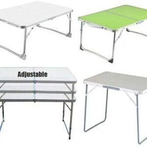 Folding Picnic Table Camping Outdoor Fold Up Desk Laptop Bed Table, Foldable Portable Lap Standing Desk, 60 x 40cm Notebook Stand with Handheld, 60x40x26cm (White)