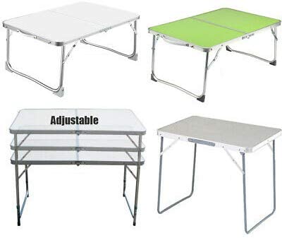 Folding Picnic Table Camping Outdoor Fold Up Desk Laptop Bed Table, Foldable Portable Lap Standing Desk, 60 x 40cm Notebook Stand with Handheld, 60x40x26cm (White)