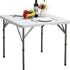 Folding Table Camping Table 2.8FT/87cm, HollyHOME Square Picnic Table Trestle Table for Garden BBQ Catering Party Kitchen Outdoor Indoor
