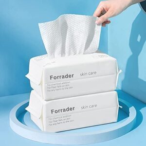 Forrader Disposable Face Towel, Cotton Tissue Soft Dry Wipes for Women, Simple Cleaning Facial Tissues Dry Wet Dual Portable Use for Sensitive Skin & Baby & Makeup Remover & Personal Care (2pack)