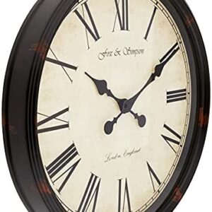Fox and Simpson Grand Central Station Extra Large 50cm / 20-Inch Wall Clock in Cream (Black)