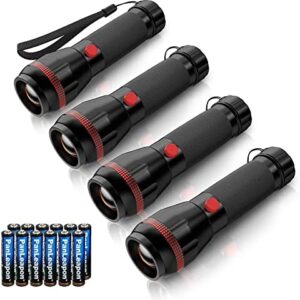 Fulighture LED Torch [4-Pack] Small Torches, Zoomable 2 Modes 70 Lumens, Adjustable Focus, Mini Flashlight for Kids, Home Indoor Lighting, Emergencies, Batteries Included