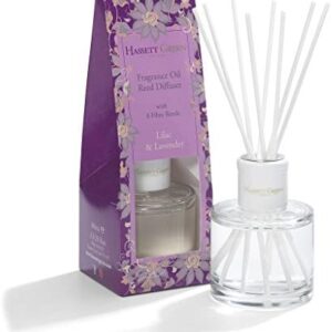 Hassett Green London Fragrance Oil Reed Diffuser - 100ml Glass Bottle with 8 Fibre Reeds - Lilac & Lavender