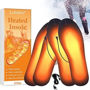Heated Insoles, Foot Warmer, Warm Insoles, USB Rechargeable Heated Shoes Insoles, 2 Pairs Waterproof Heated Foot Warmer Insole, Washable Cuttable Heated Shoes Insoles, Fit for Women Men, (EU 35-45)