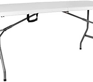 Home Vida Folding Table 5ft Heavy Duty Extra Strength Camping Buffet Wedding Market Garden Party Car Boot Stall Picnic Trestle Indoor Outdoor Foldaway Carry Handle