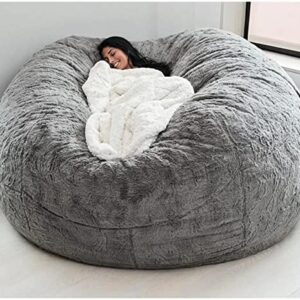 IJNBHU Large Bean Bag Chair,Giant Foam-Filled Furniture Machine Washable Covers,Big Round Soft Fluffy Faux Fur BeanBag Lazy Sofa Bed Cover Giant Fur Bean Bag Cover(Color:7,Size:6ft)