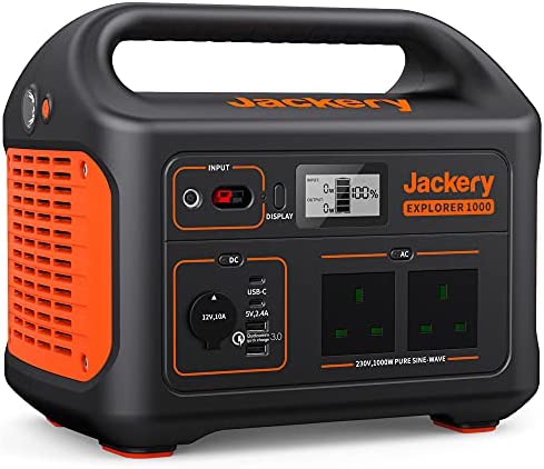 Jackery Portable Power Station Explorer 1000, 1002WH Solar Mobile Lithium Battery Pack for Home Emergency Power with 230V/1000W AC Outlets, Outdoor RV Camping