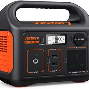Jackery Portable Power Station Explorer 240, 230V/200W Pure Sine Wave AC Outlet, 240Wh Backup Lithium Battery for Outdoors Picnic Fishing Travel Party Camping