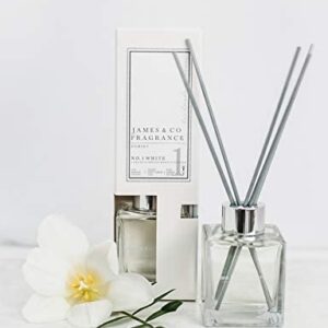 James & Co No.1 White (Wild Flower, Cotton & Lilac) 100ml Home Fragrance Reed Diffuser Set