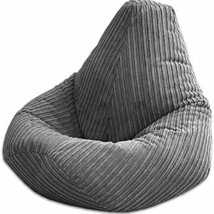 Jumbo Cord Beanbag Chair, Large Bean Bags in Plush Jumbo Cord High back Beanbags, Lounger, Jumbo Cord Beanbags, Recliner Highback (Grey)