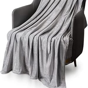 KEPLIN Flannel Blanket Large Throw Bedspread - 130 x 150 cm | Soft Fluffy Warm Light Microfiber Fabric Design for Duvet Cover Quilt Rug | Perfect for Adults or Children's Gifts (Silver Grey, Single)