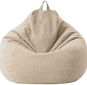 Kisbeibi Bean Bag Chair Cover Only Without Filling - Stuffed Animal Storage&Memory Foam - Washable Soft Linen, Lazy Sofa Sack Bean Bag for Adults,Kids,Teens(Khaki,Size:80x90cm)